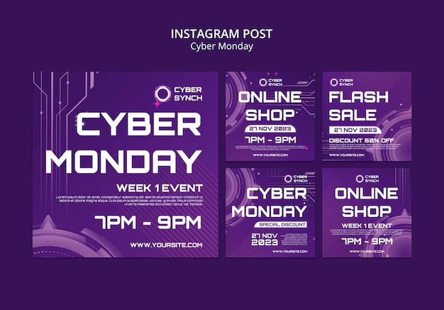 PSD grátis modelo de postagens do cyber monday no instagram