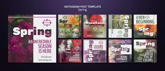 PSD grátis modelo de postagens do instagram da temporada de primavera