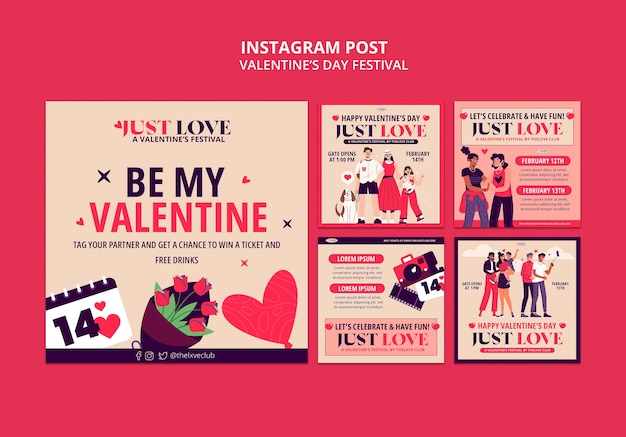 PSD grátis modelo de postagens do instagram de comemoração do dia dos namorados