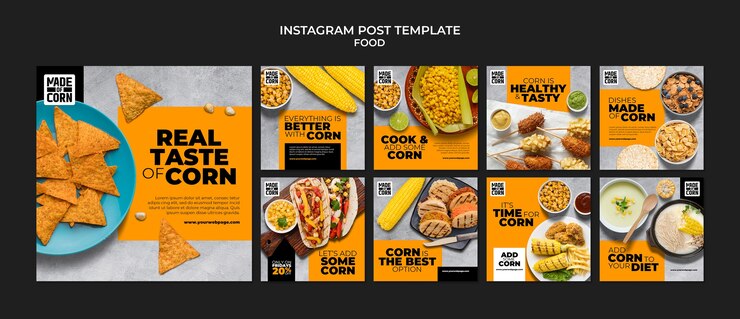 PSD grátis modelo de postagens do instagram de comida deliciosa