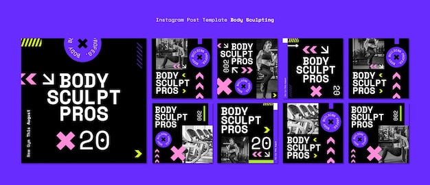 PSD grátis modelo de postagens do instagram de construção de corpo de design plano