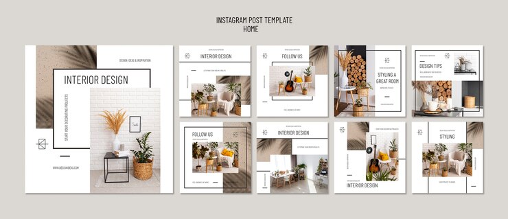 PSD grátis modelo de postagens do instagram de design de interiores mínimo