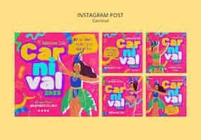 PSD grátis modelo de postagens do instagram de entretenimento de carnaval