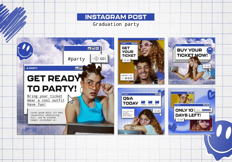 PSD grátis modelo de postagens do instagram de entretenimento de festa vintage