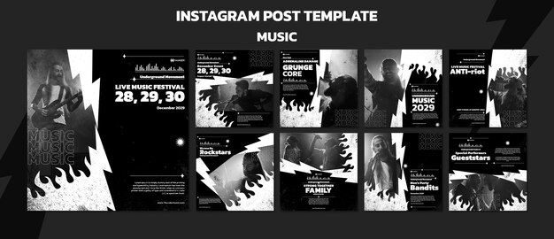 Modelo de postagens do instagram de entretenimento musical