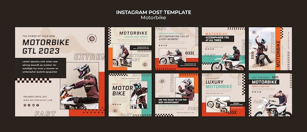 PSD grátis modelo de postagens do instagram de esportes radicais de moto