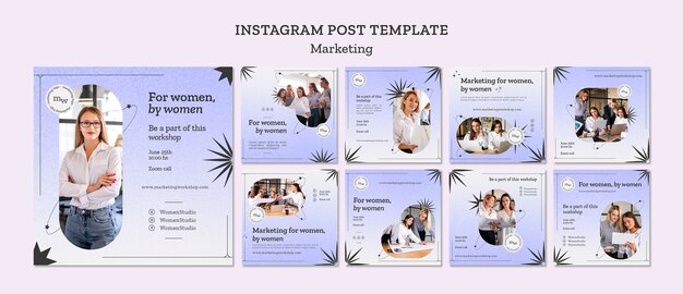 Modelo de postagens do instagram de estratégia de marketing