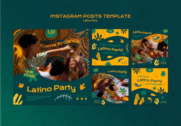 PSD grátis modelo de postagens do instagram de festa latina
