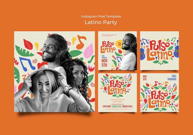 PSD grátis modelo de postagens do instagram de festa latina