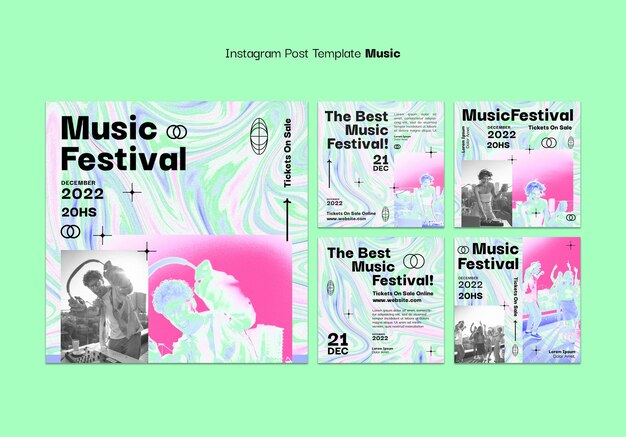 Modelo de postagens do instagram de festival de música