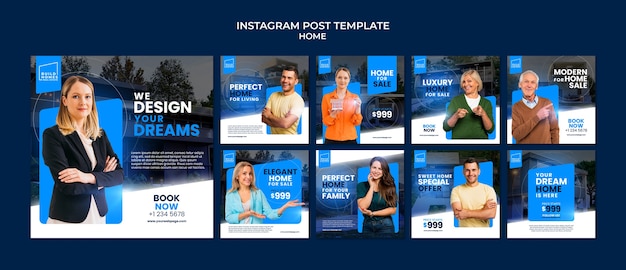 Modelo de postagens do instagram de interiores para casa