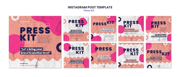 PSD grátis modelo de postagens do instagram de kit de imprensa texturizado