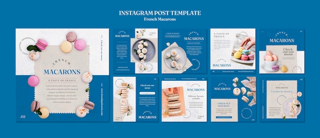 PSD grátis modelo de postagens do instagram de macarons franceses