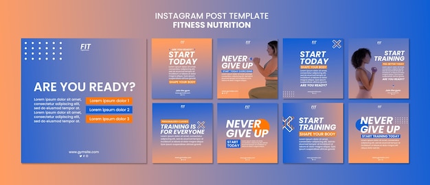 Modelo de postagens do instagram de nutrição fitness