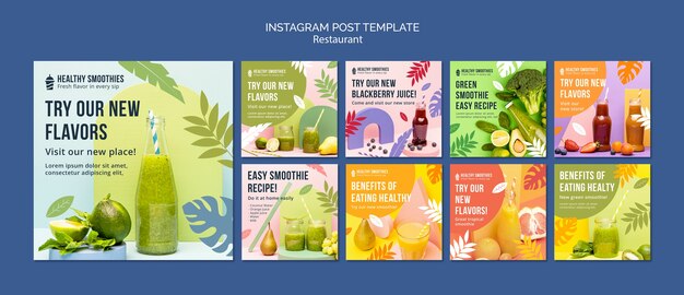 Modelo de postagens do instagram de restaurante de comida deliciosa