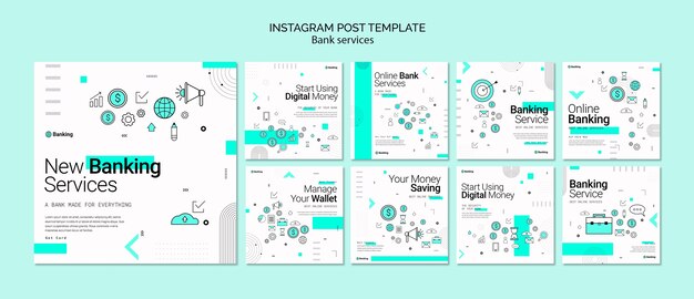 Modelo de postagens do instagram de serviços bancários
