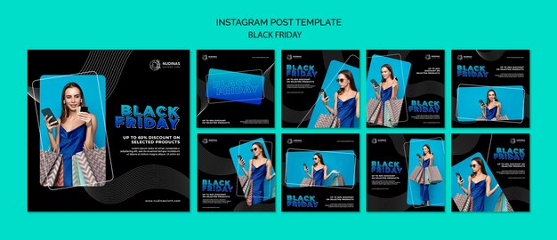 Modelo de postagens do instagram de sexta-feira negra gradiente