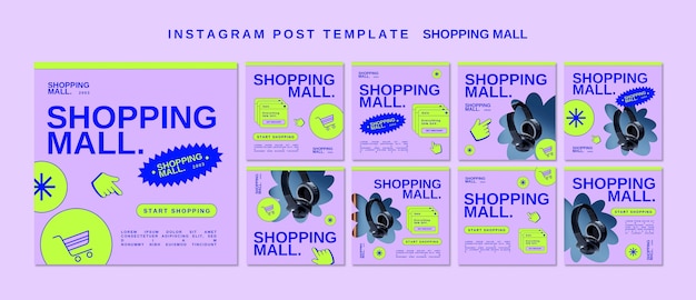 PSD grátis modelo de postagens do instagram de shopping de design plano