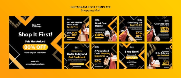 PSD grátis modelo de postagens do instagram de shopping