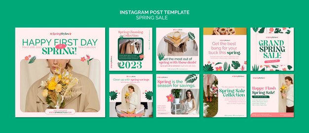 Modelo de postagens do instagram de venda de primavera floral
