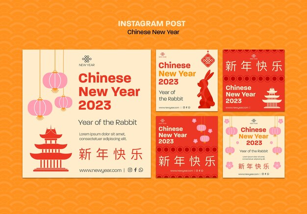 Modelo de postagens do instagram do ano novo chinês