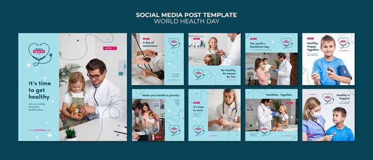 PSD grátis modelo de postagens do instagram do dia mundial da saúde