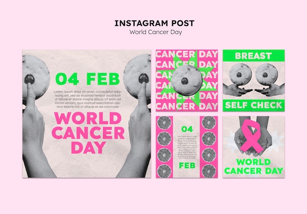 Modelo de postagens do instagram do dia mundial do câncer