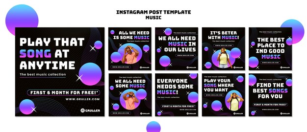 Modelo de postagens do instagram do festival de música gradiente