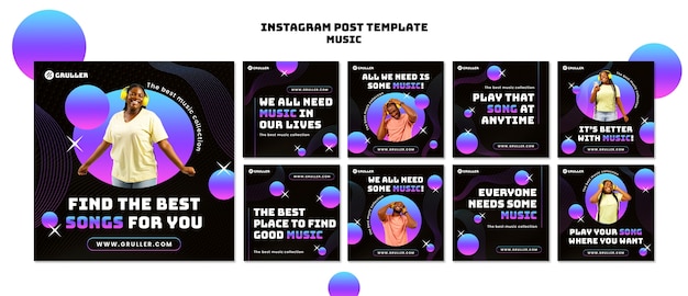 Modelo de postagens do instagram do festival de música gradiente