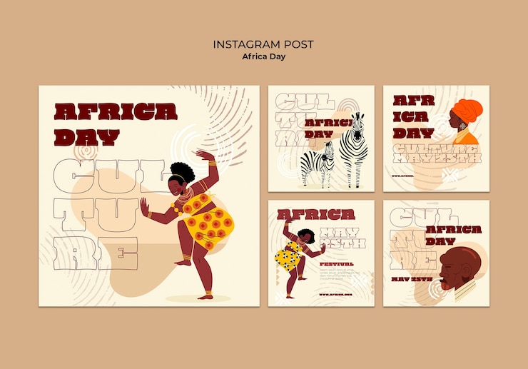 PSD grátis modelo de postagens do instagram para a celebração do dia da áfrica