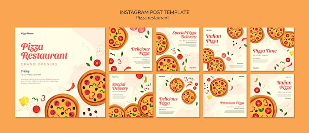 PSD grátis modelo de postagens do instagram para pizzarias