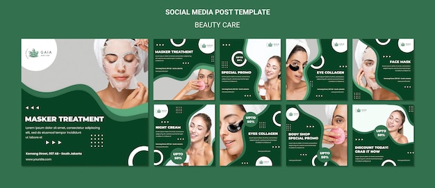PSD grátis modelo de postagens em mídias sociais de cuidados com a beleza