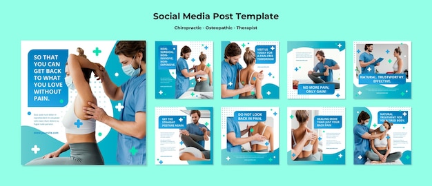 PSD grátis modelo de postagens em redes sociais de osteopatia