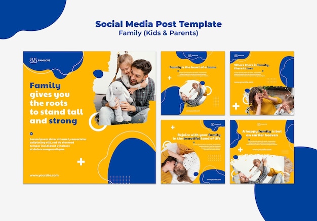 Modelo de postagens familiares no Instagram com foto
