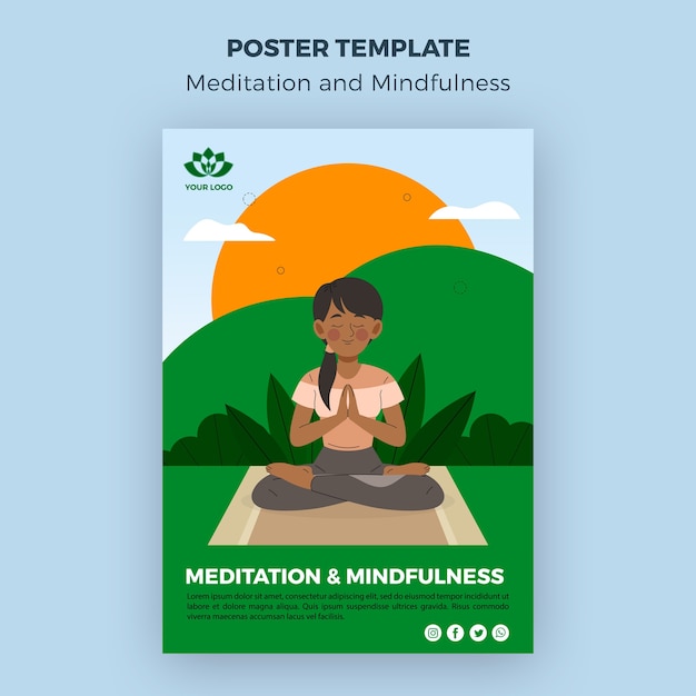 Modelo de poste de meditação e atenção plena