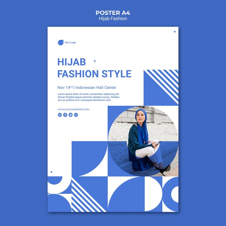 PSD grátis modelo de pôster a4 de moda hijab