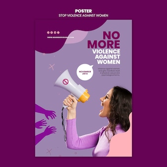 Modelo de pôster com foto para eliminação da violência contra mulheres
