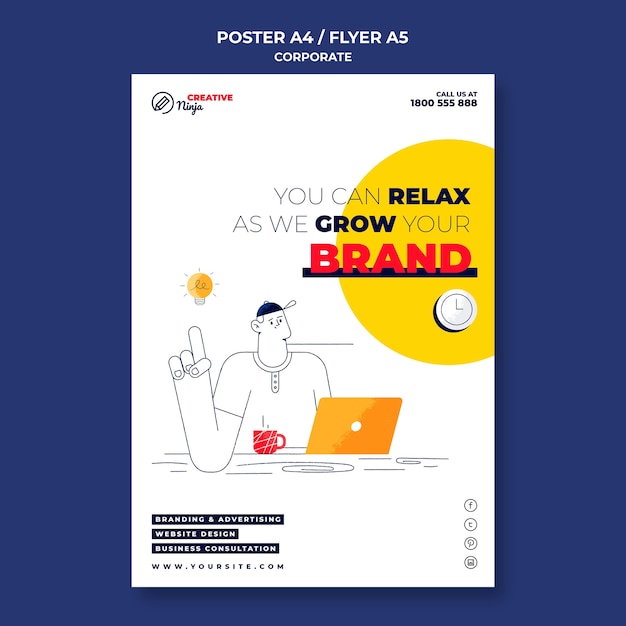 Modelo de pôster corporativo ilustrado