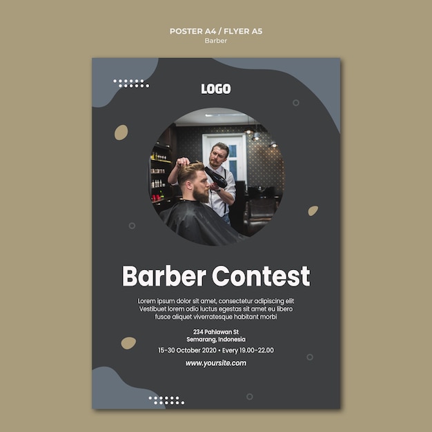 Modelo de pôster de barbearia