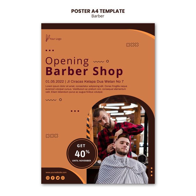 Modelo de pôster de barbearia