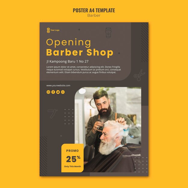 Modelo de pôster de barbearia