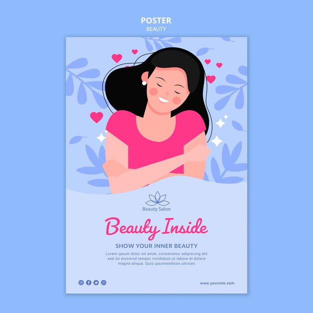 Modelo de pôster de beleza ilustrado