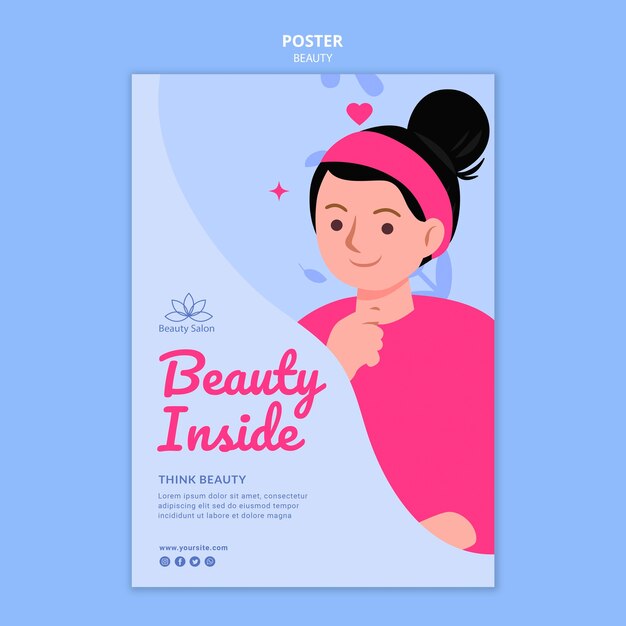 Modelo de pôster de beleza ilustrado