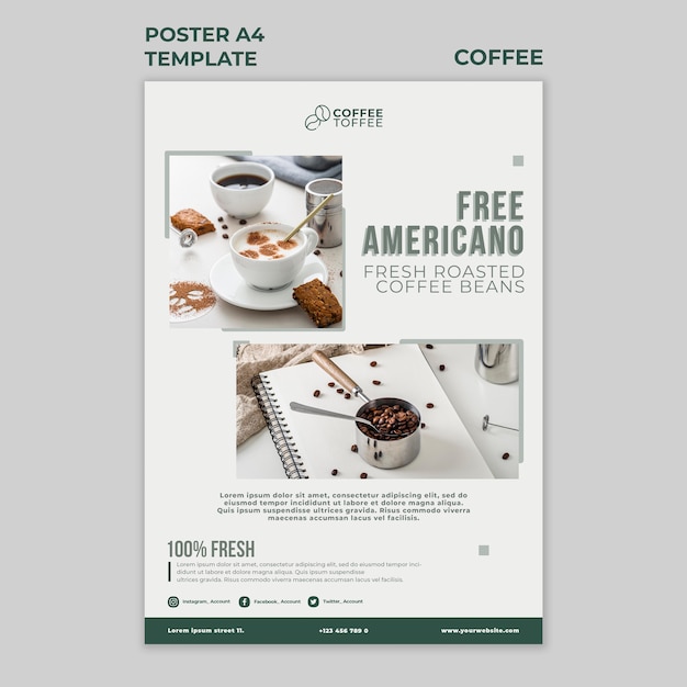 PSD grátis modelo de pôster de café americano