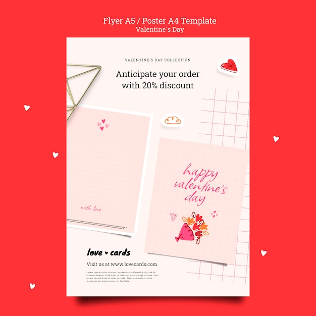 PSD grátis modelo de pôster de cartões de amor para o dia dos namorados