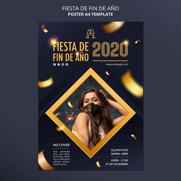 Modelo de pôster de celebração da Fiesta de fin de ano