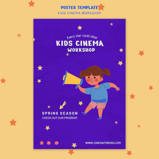 PSD grátis modelo de pôster de cinema infantil