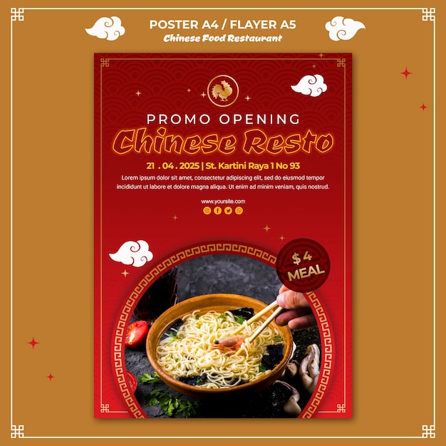 PSD grátis modelo de pôster de comida chinesa