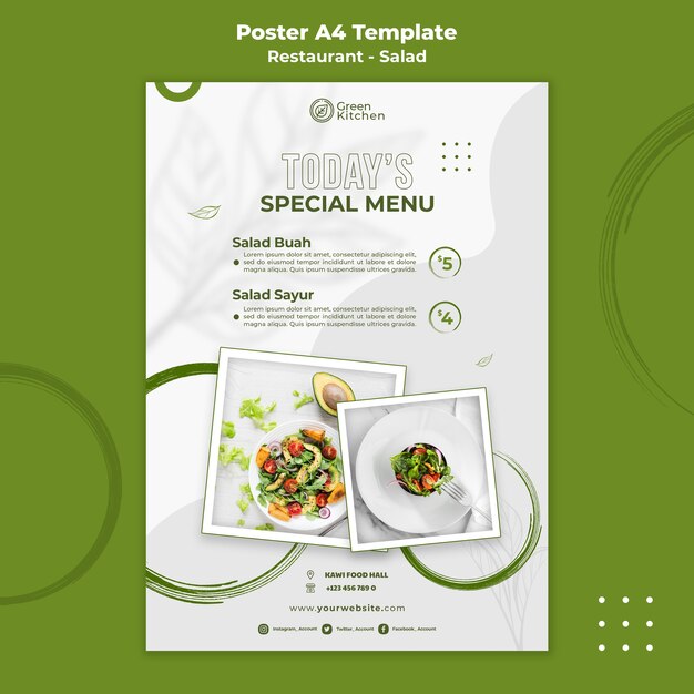 Modelo de pôster de comida saudável