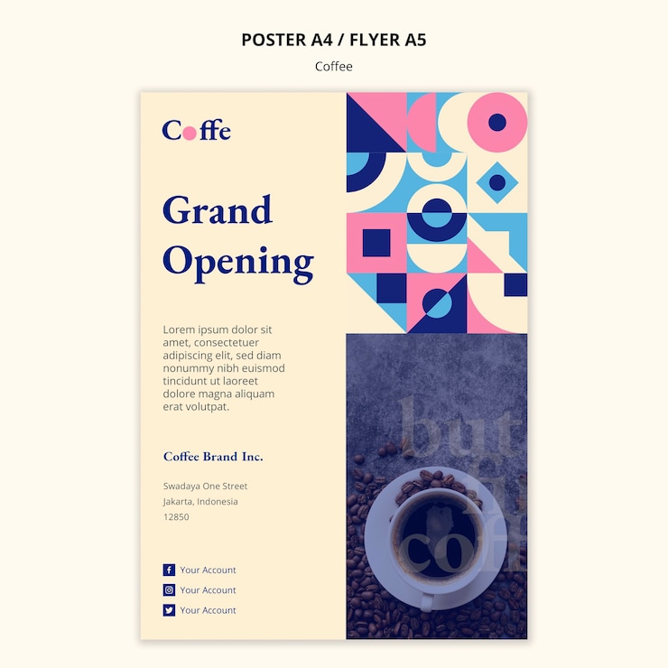 PSD grátis modelo de pôster de conceito de café
